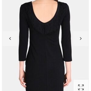 Armani Exchange Black Fringe Scoop Back Dress